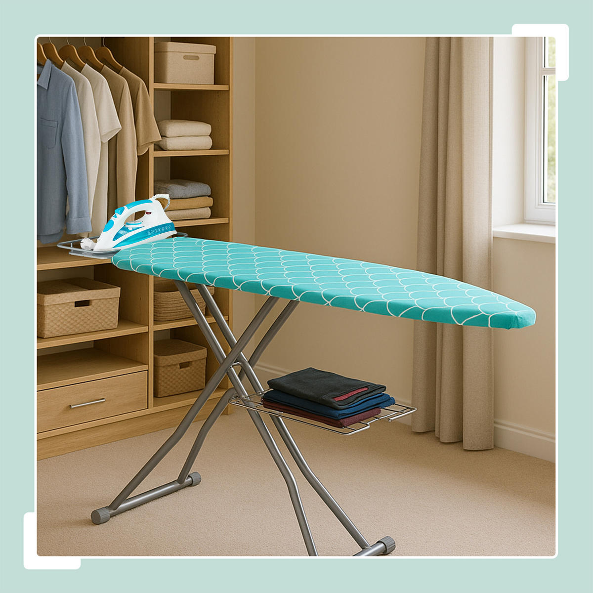 ŽEHLIACA doska - viacfarebná, kov/textil (148/39.5cm) - Relaxdays