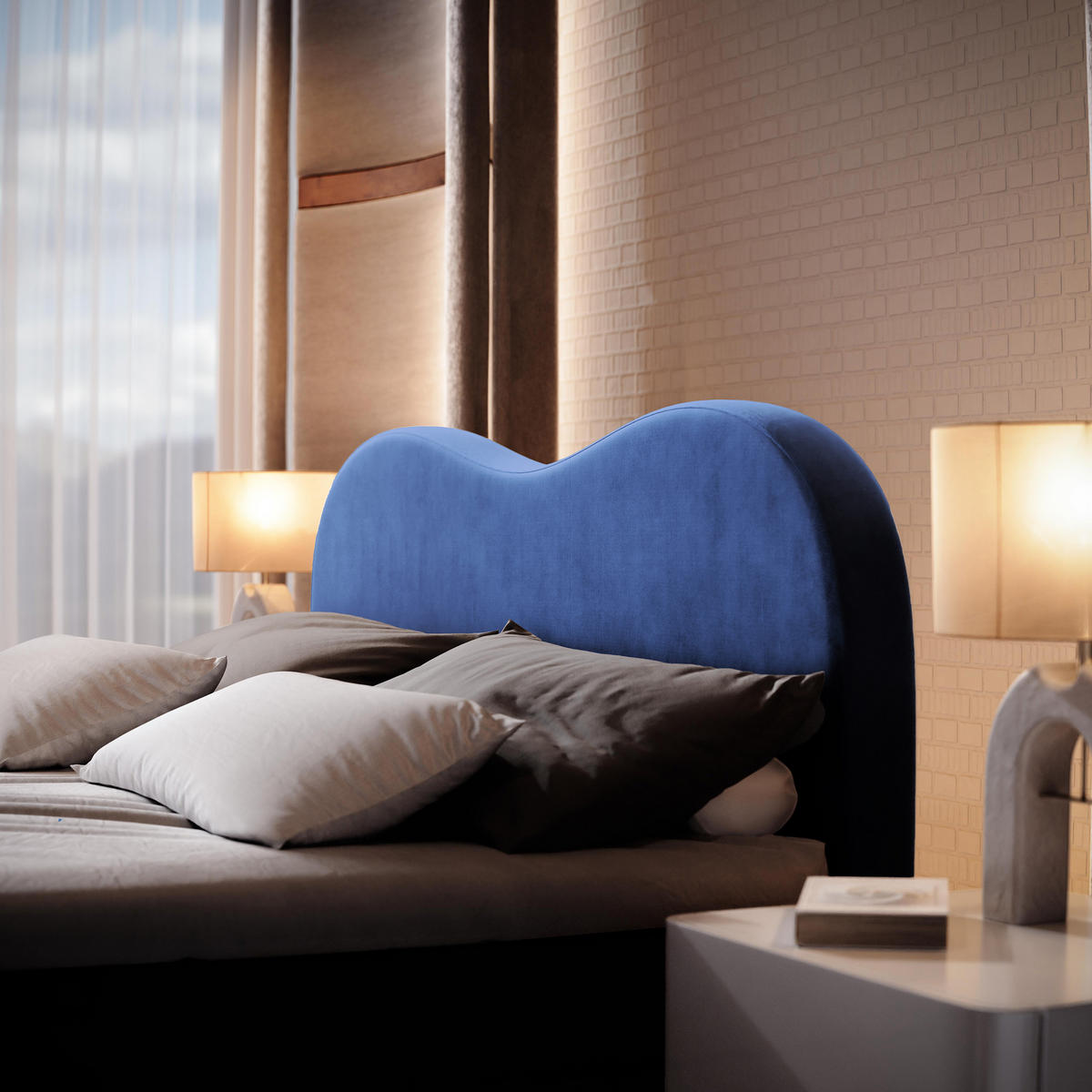 BOXBETT FLUVIA M 180x200 cm mit Matratze und Topper - Blau - Blau, Holz (180/200cm) - MASSENO