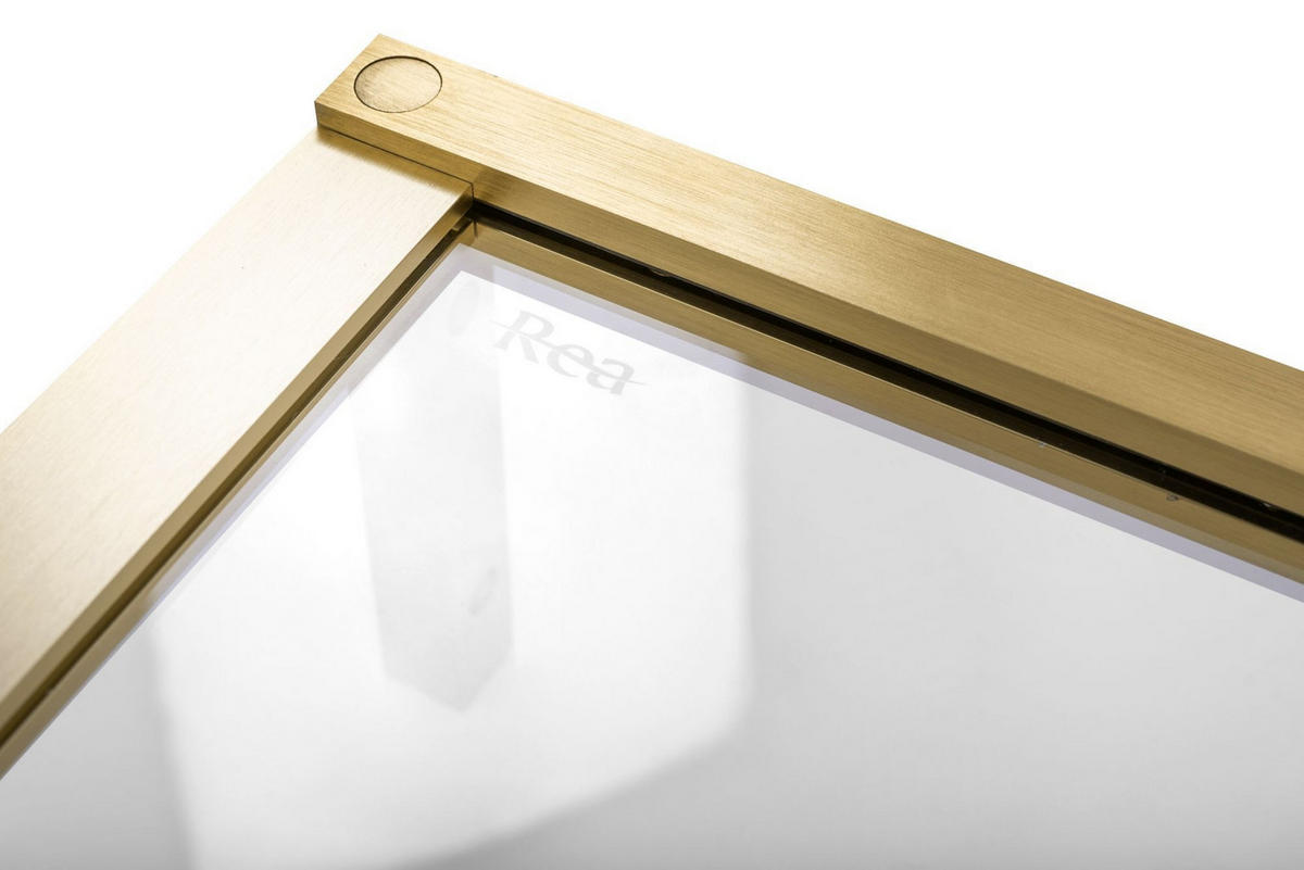 DUSCHKABINE Rea Hugo 90x90 Gold Brush - Goldfarben, Glas (90/90/200.5cm) - REA