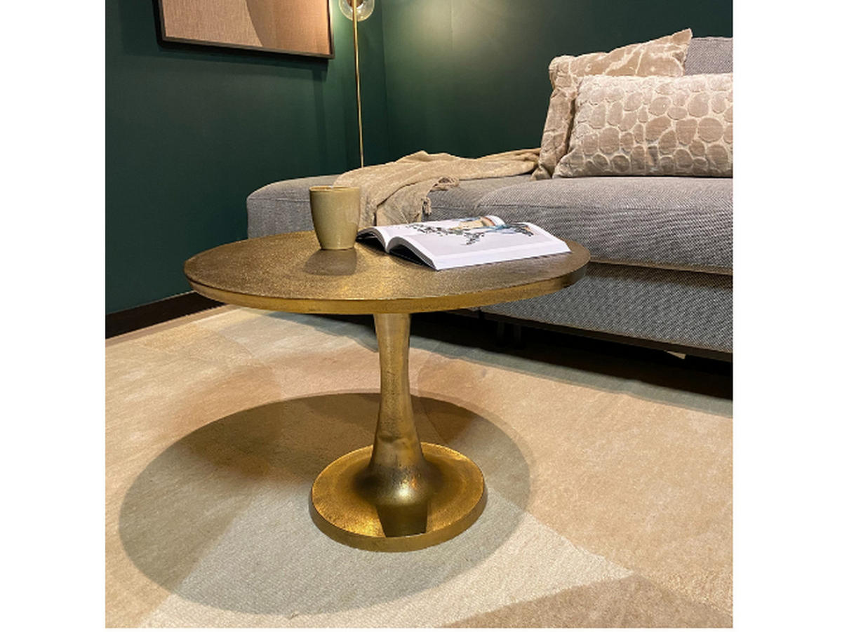 COUCHTISCH Elara Aluminium 65 cm / 65 cm Gold - Goldfarben, Holz (65/65/42cm)