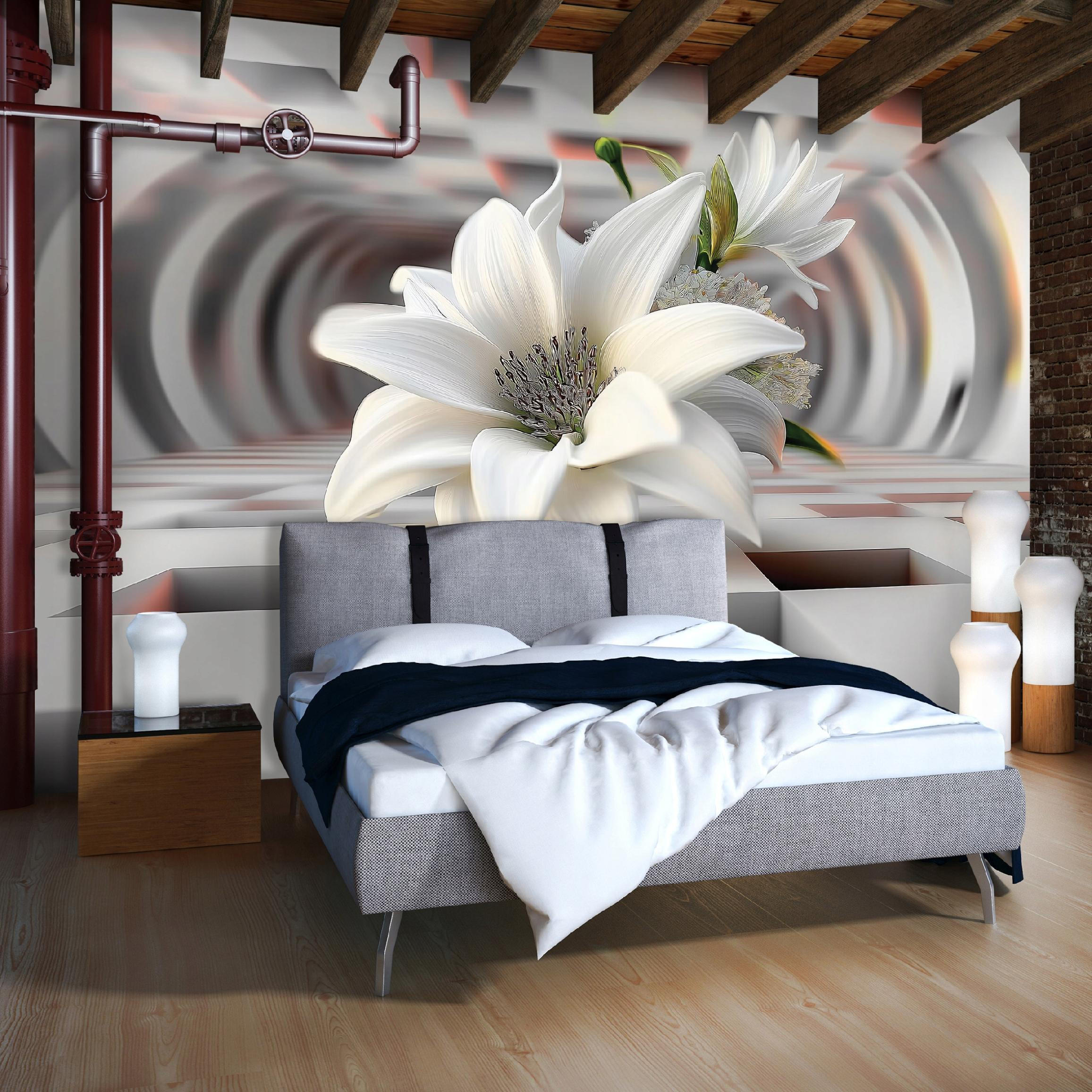 FOTOTAPETE Blumen 3D Effekt Vlies Tapete Wohnzimmer Schlafzimmer 250x175 - Grau, Papier (250/175cm) - Wallarena
