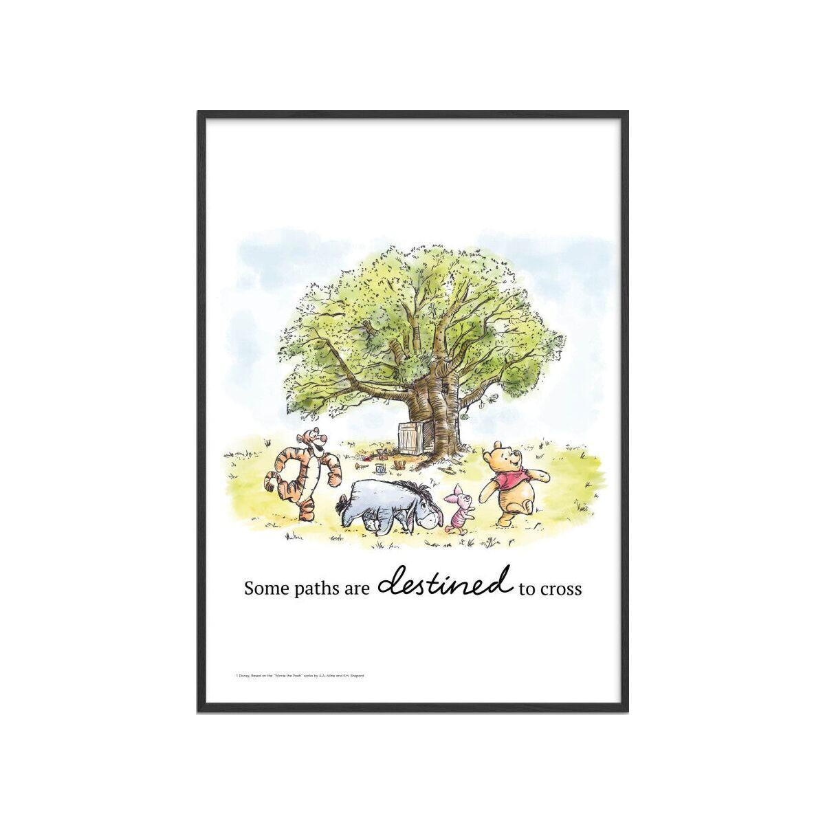 POSTER mit Rahmen Disney - Winnie the Pooh - Tree Gathering Print - Multicolor/Schwarz, Holz/Papier (50/70cm) - Poster&Frame