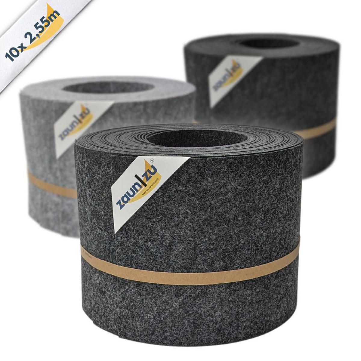 SICHTSCHUTZSTREIFEN Design Vlies für Doppelstabmatten Schwarzgrau 10x 2,55m - Schwarz, Kunststoff (255/19cm) - ZAUN|ZU