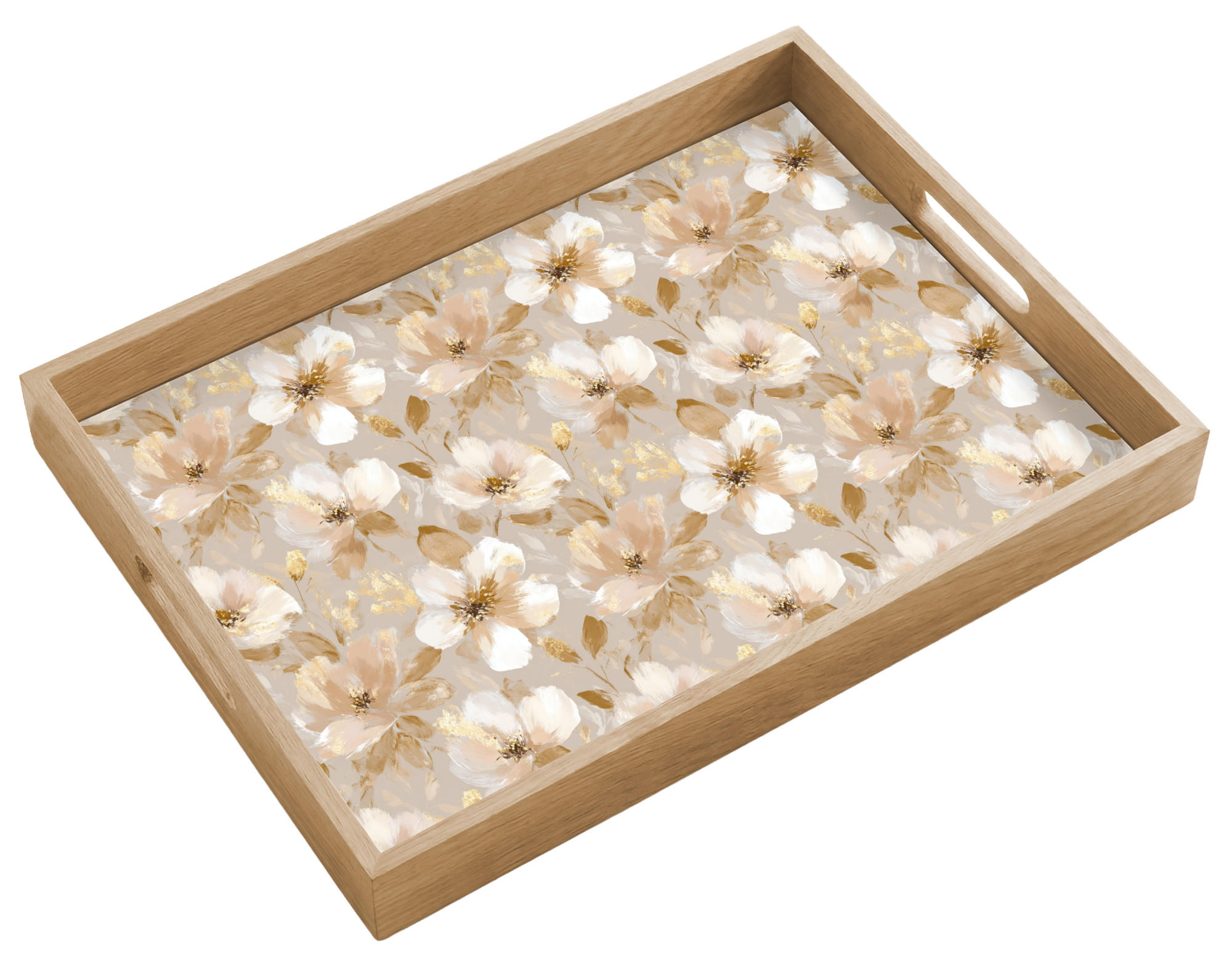 OnlyWow SERVÍROVACÍ PODNOS Květiny - umělecké - zlaté 50x35 cm