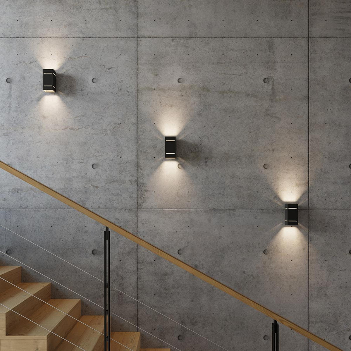 WANDELEUCHTE Aluminium Schwarz BLOCCO - Schwarz, Metall (10/20/12cm)