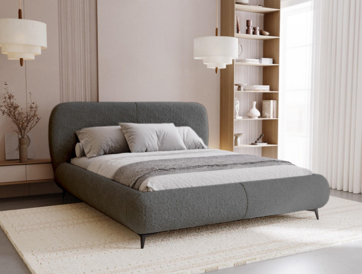 BETT Dunkelgrau ELLE Gepolstert 140x200 cm - Schwarz/Grau, Kunststoff/Textil (140/200cm) - Sepro Meble