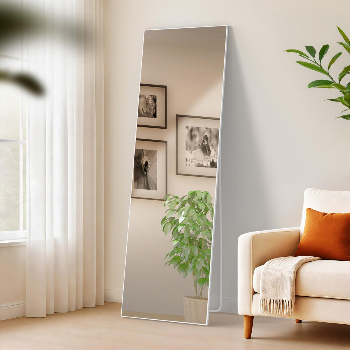 STANDSPIEGEL Krakow Glas Weiß matt Ganzkörperspiegel - Weiß, Glas (50/160/3cm) - DELUKE