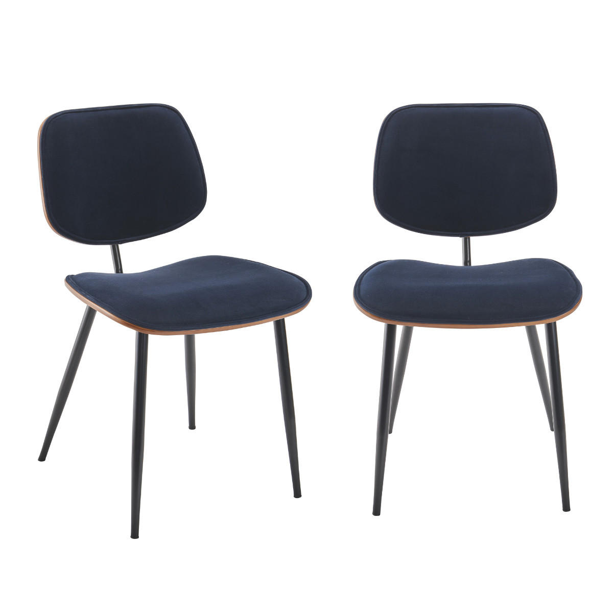 VELOURS-STÜHLE im 2er-Set mit Holz-Finish - Olympia - Blau, Holz (76.5/76.5/46cm) - Signature