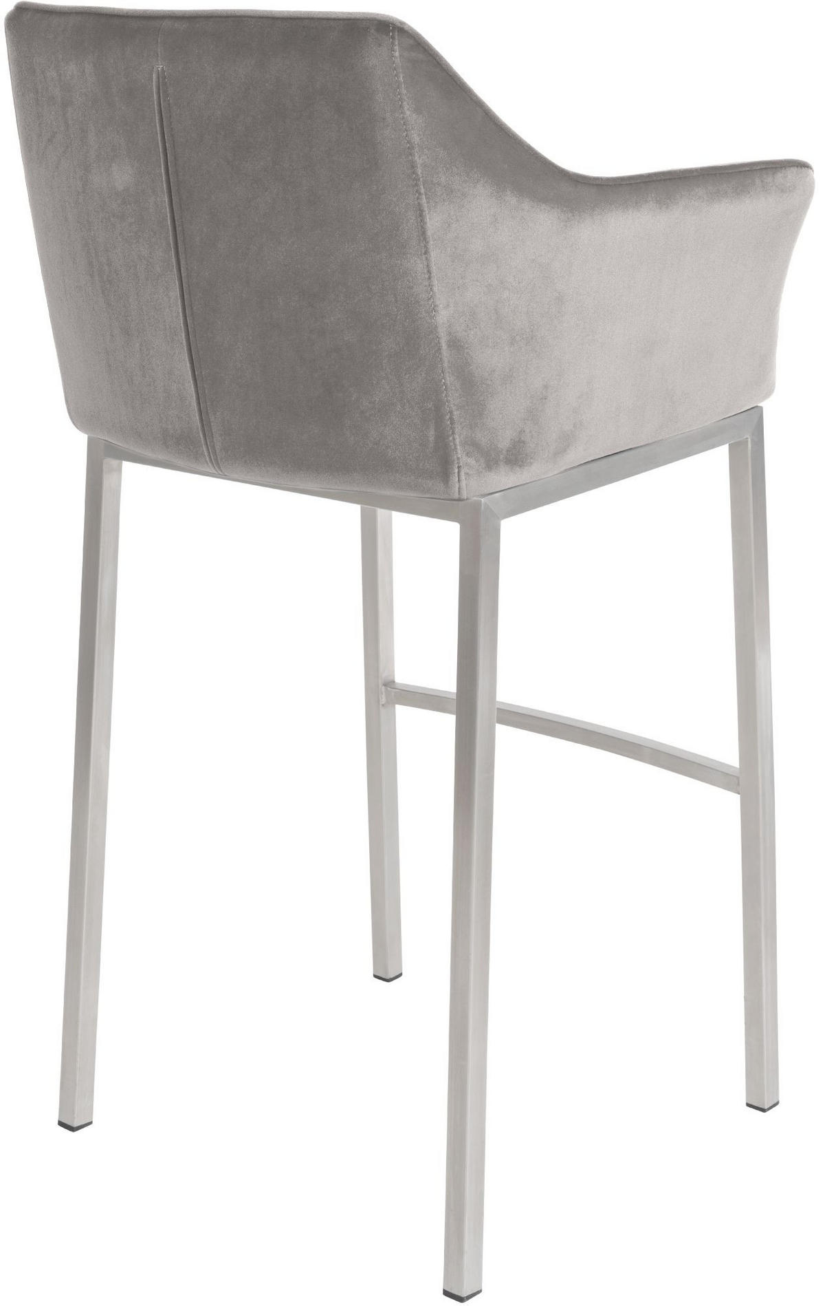 BARHOCKER 2er Set Samt Grau - Edelstahlfarben/Grau, Textil (64/110/48cm) - CLP