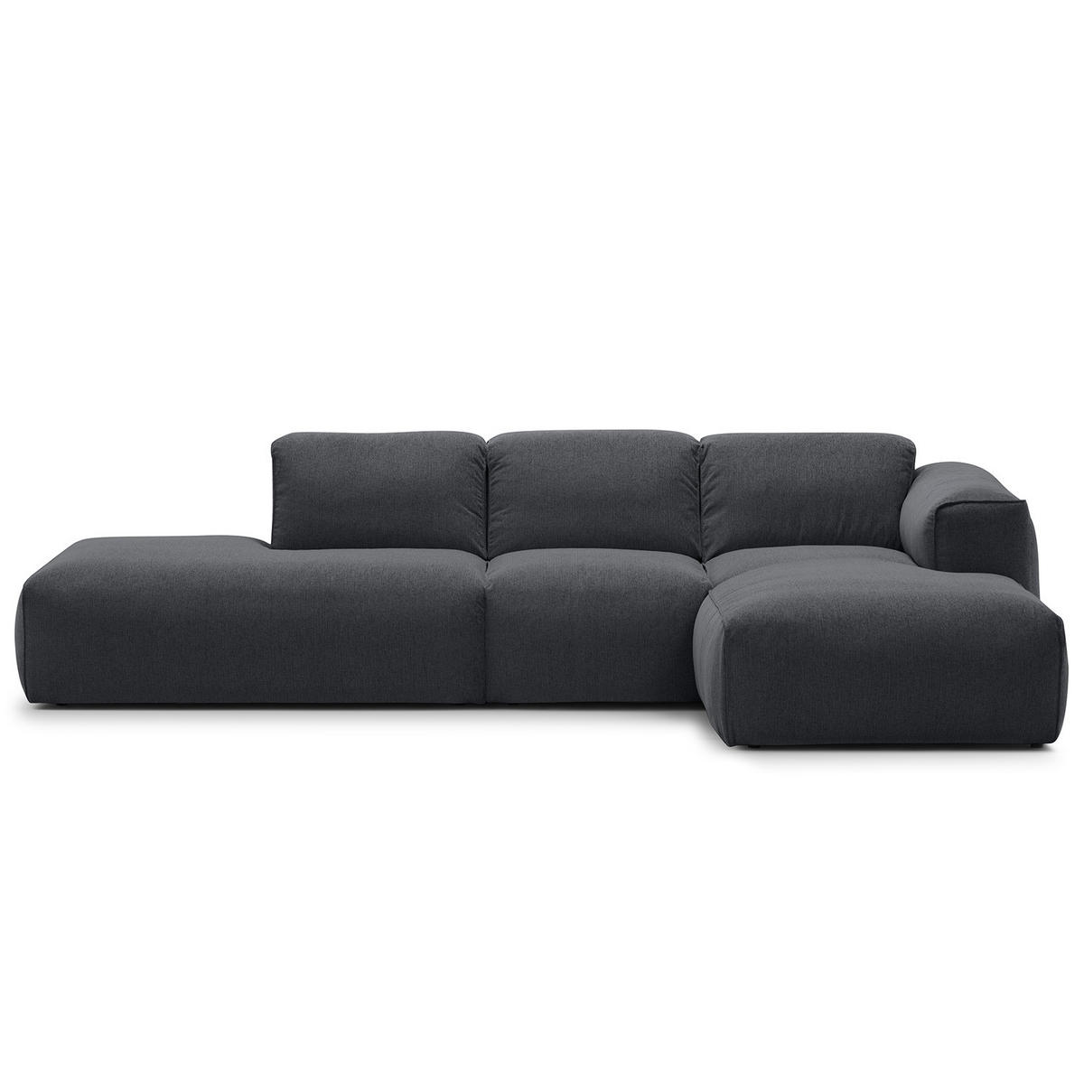 ECKSOFA mit Chaiselongue - Schwarz/Grau, Kunststoff/Textil (290/173cm) - home24