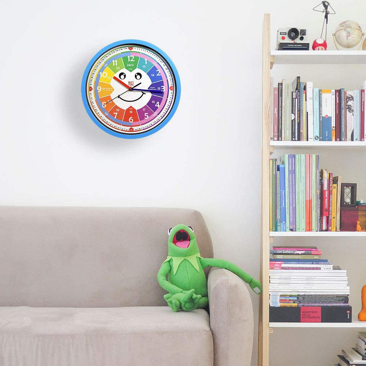 KINDERWANDUHR Lernuhr ohne Tickgeräusche - Blau, Kunststoff (38/29/29cm) - Bruni