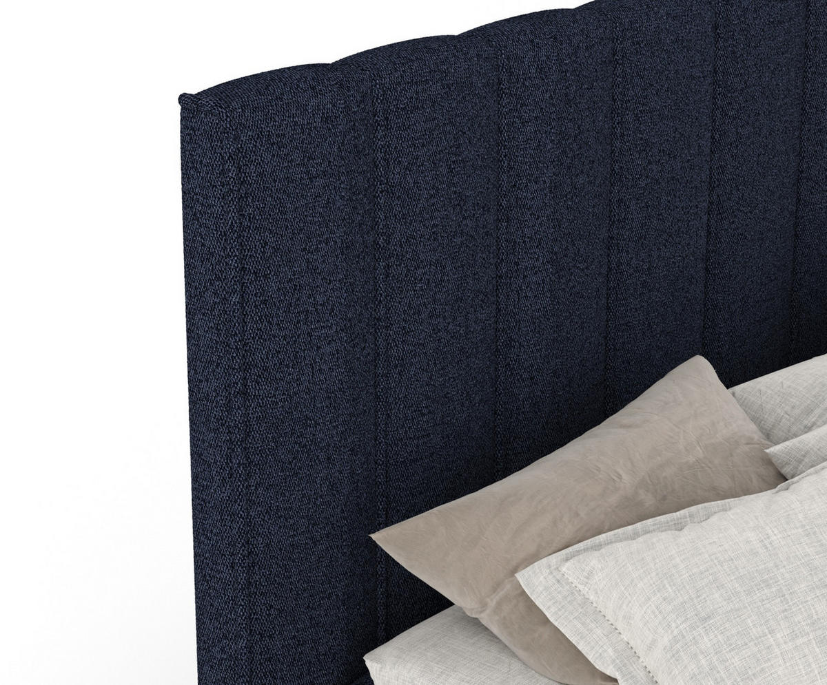 BOXBETT Moretti Marineblau 140/200 cm mit Matratze und Topper - Schwarz/Dunkelblau, Holz/Holzwerkstoff (140/200cm) - Maison de Reve