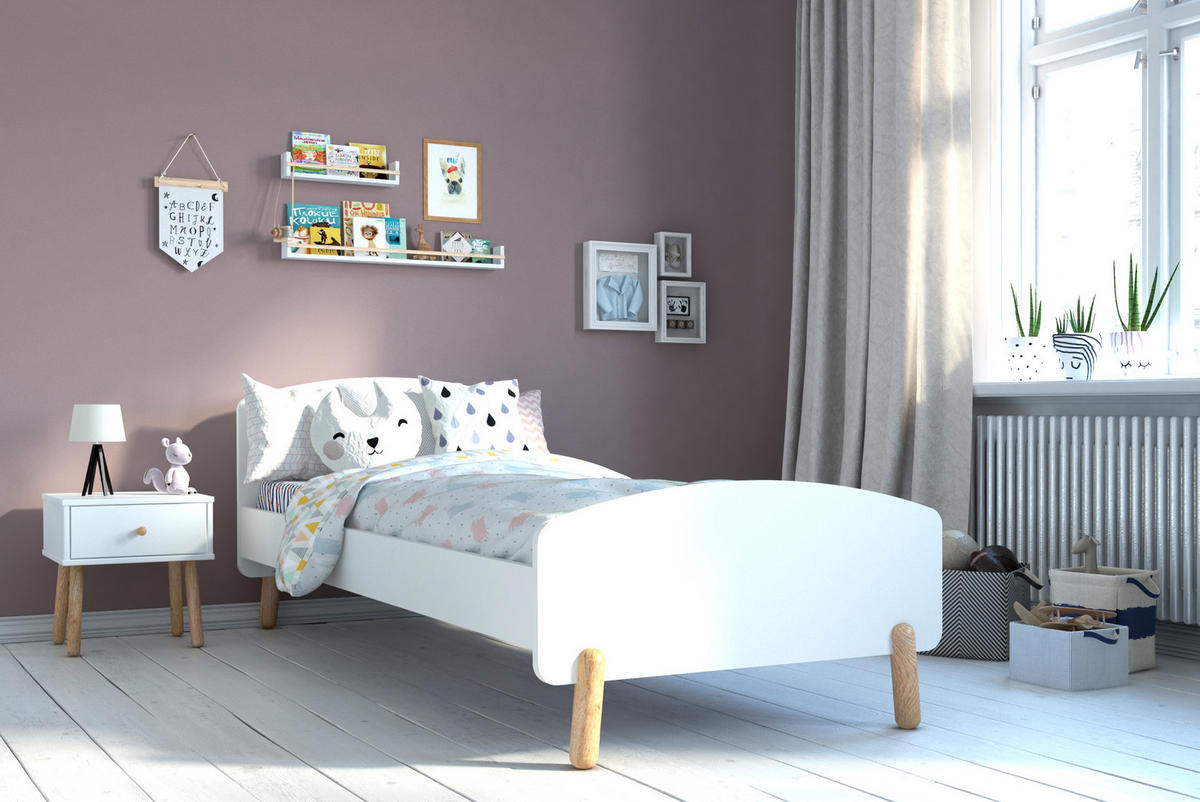 KINDERBETT Rydik inkl. Lattenrost - Weiß, Holz (90/200cm) - TPFLiving