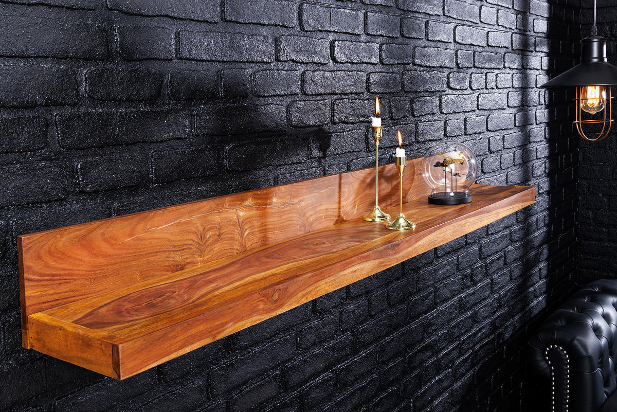 WANDREGAL MAKASSAR Sheesham Stone Finish 110 cm - Naturfarben, Holz (110/17/24cm) - riess-ambiente