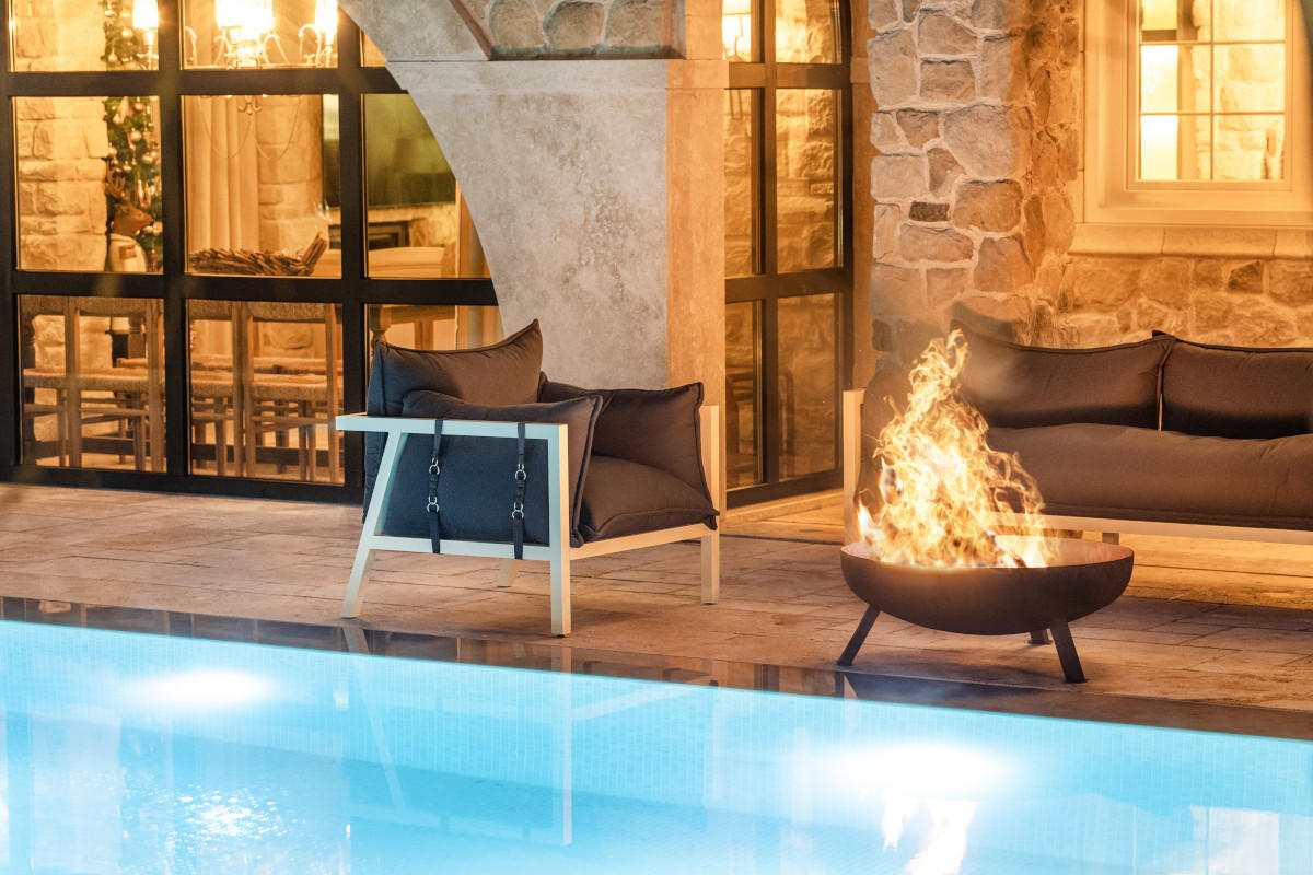 FEUERSCHALE BOMBE Schwarz Ø 79 cm 26 kg aus Stahl 4 mm - Schwarz, Metall (79/30/79cm) - The Favilla