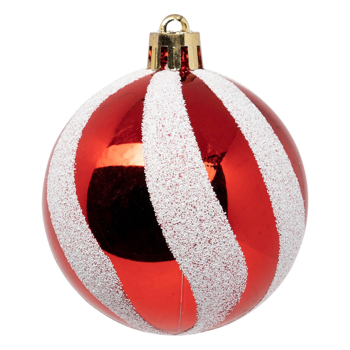 WEIHNACHTSKUGELN Glitzer-Muster Ø 6 cm - Rot/Weiß, Kunststoff (6/7.2/6cm) - Atmosphera Createur d´interieur