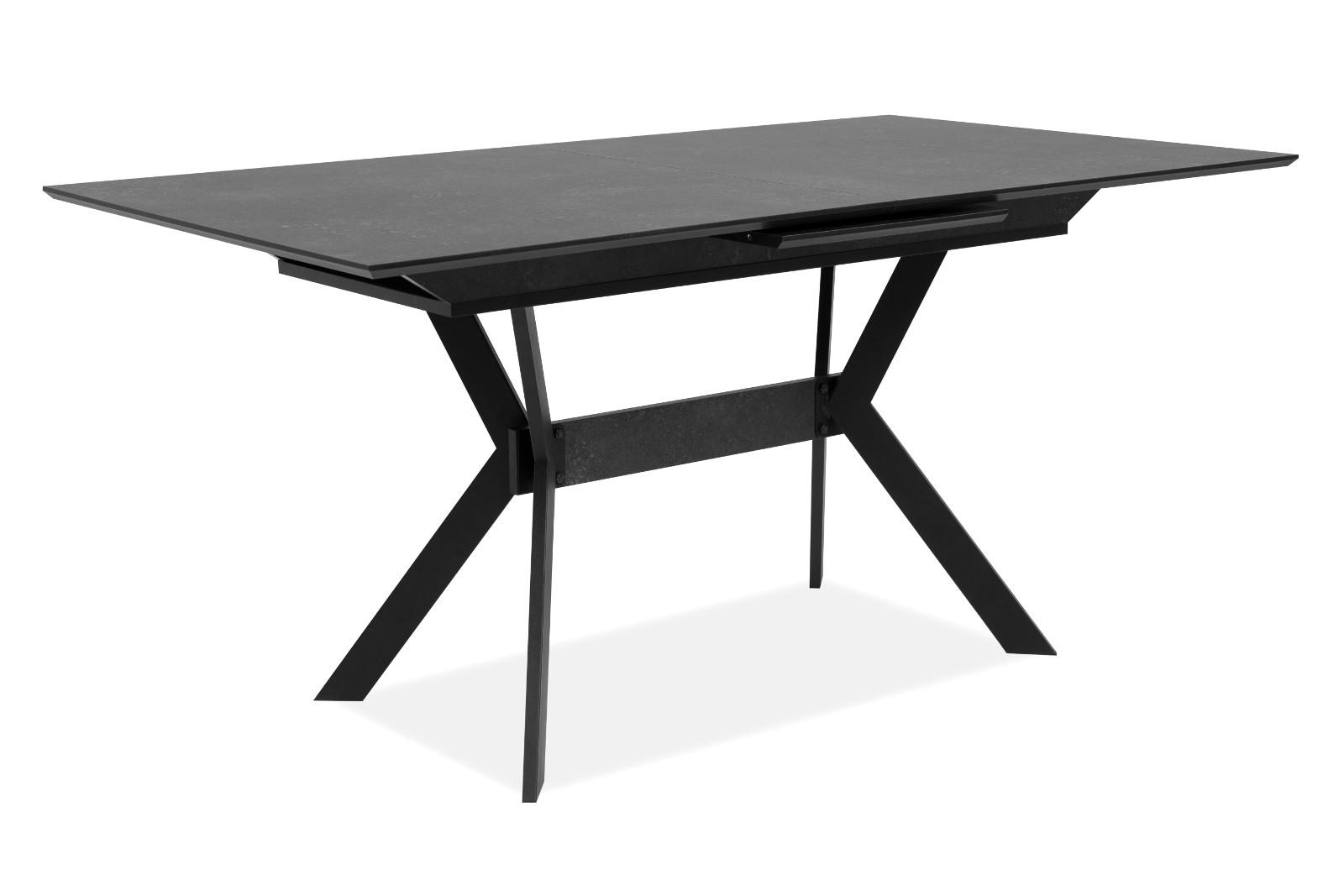 ESSTISCH Stein grau dunkel, Küchentisch ausziehbar 160 - 200 x 90 cm - Dunkelgrau/Schwarz, Holzwerkstoff/Metall (160/90/76cm) - Furn.Design