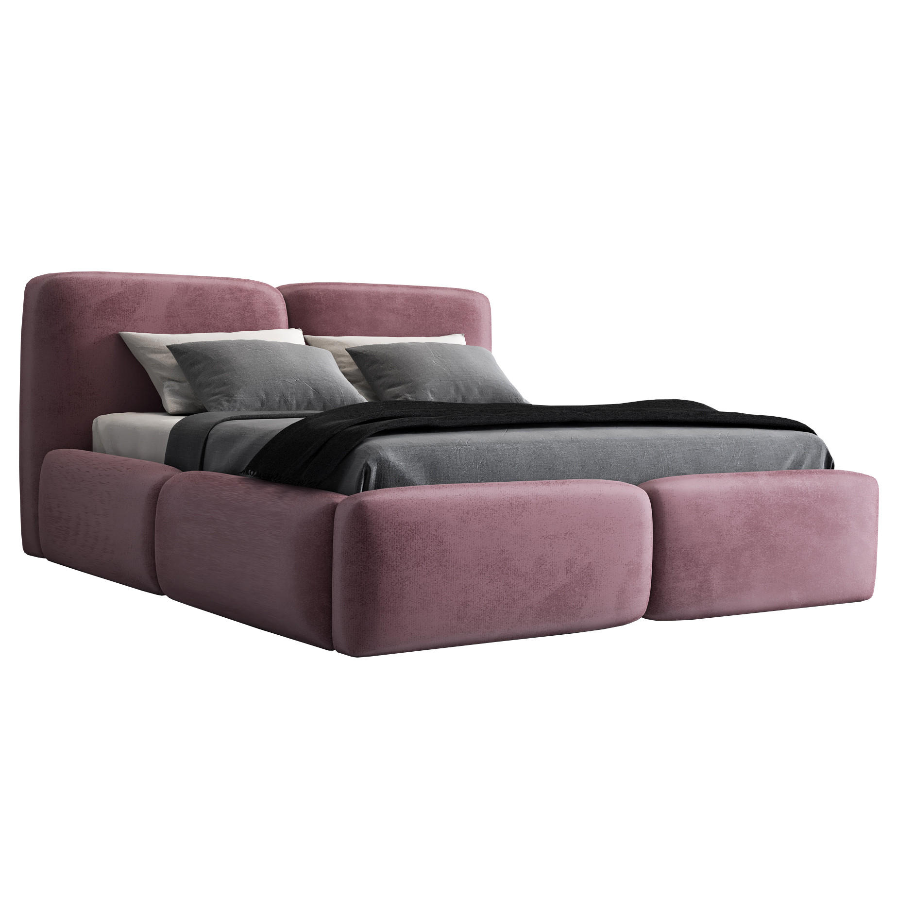 POLSTERBETT OLKE 180x200 Rosa - Rosa, Textil (180/200cm) - A&J MöbelLand