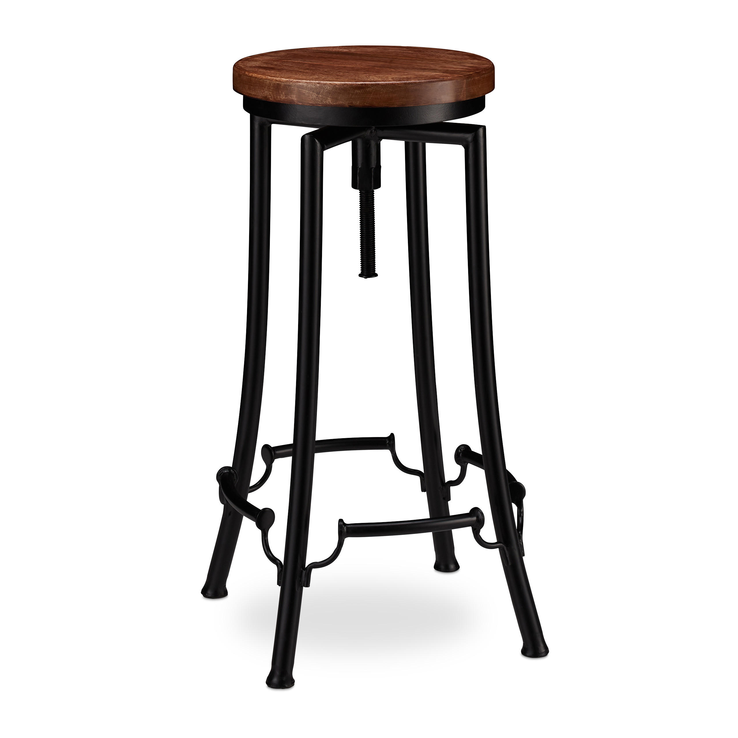 BARHOCKER - Multicolor, Holz/Metall (34/67.5/34cm) - Relaxdays