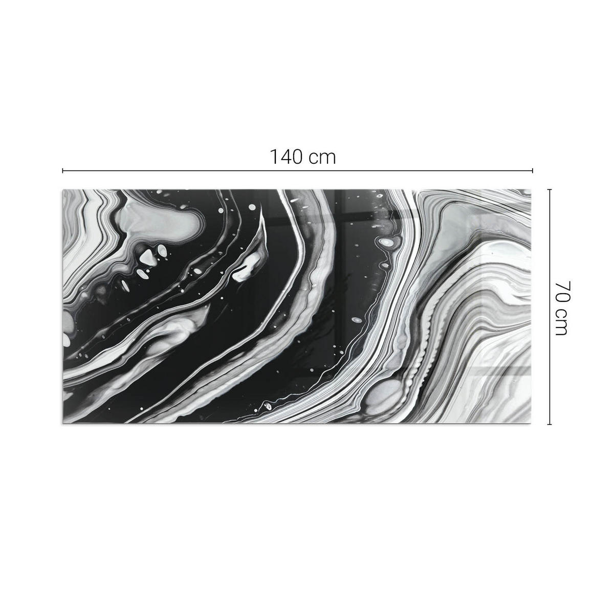 GLASPLATTE für Kamin 140x70 cm Schwarz Weiß - Multicolor, Glas (140/70/0.4cm) - ArtPrintCave