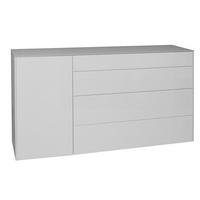 KOMMODE Elfi 169x42x89 Hochglanz Kreidegrau/Glas Kreidegrau - Hellgrau, Holzwerkstoff (169/89/42cm) - 58aufmkessel