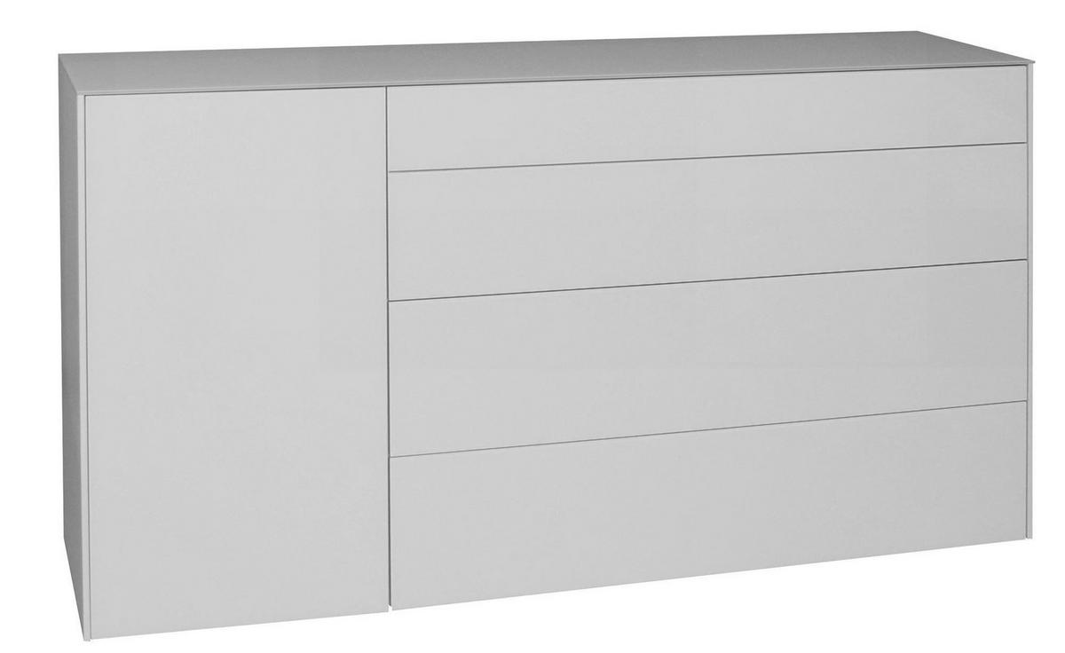 KOMMODE Elfi 169x42x89 Hochglanz Kreidegrau/Glas Kreidegrau - Hellgrau, Holzwerkstoff (169/89/42cm) - 58aufmkessel