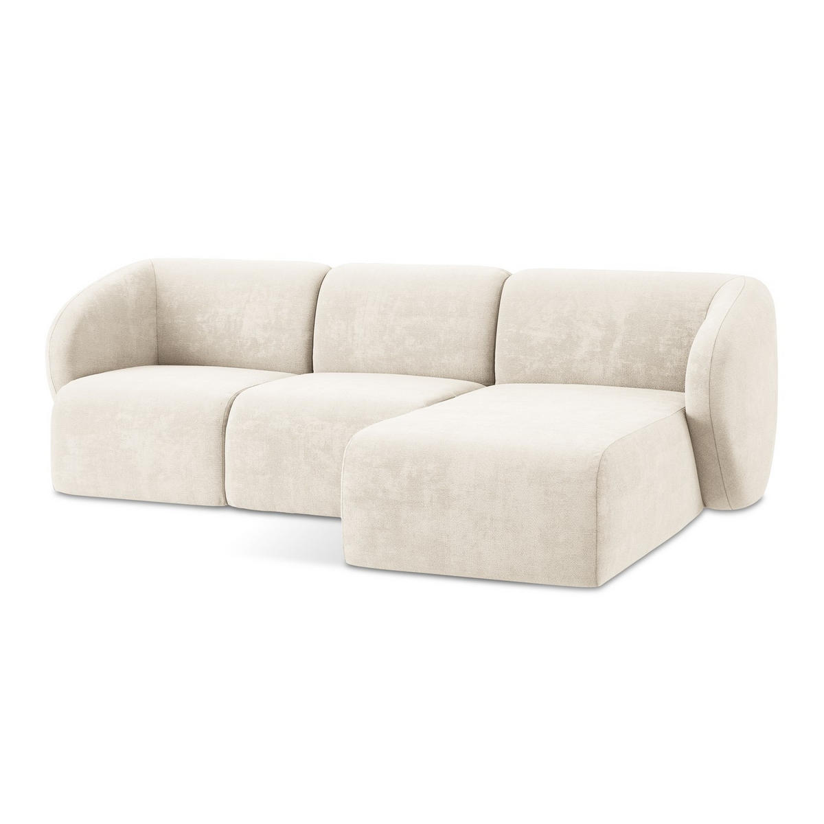 ECKSOFA Rechts Chenille Stoff Beige - Creme/Schwarz, Holzwerkstoff/Kunststoff (248/166cm) - LaMiaSofa