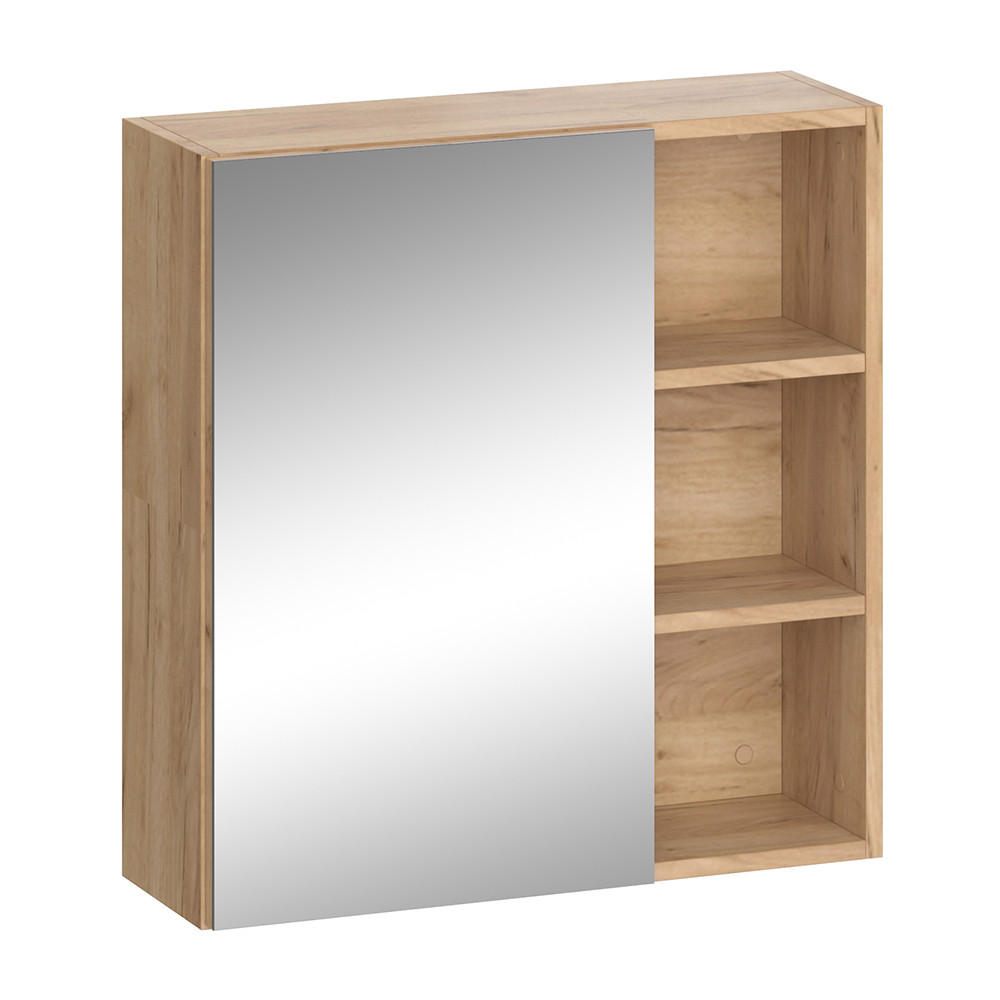 BADSPIEGELSCHRANK Senyo Anthrazit 62 x 64 cm - Anthrazit/Eiche Wotan, Holzwerkstoff (62/64/21cm) - Vicco