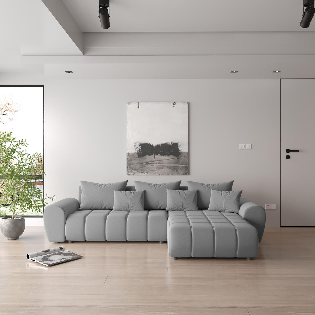 ECKSOFA Eide L mit Schlaffunktion, Grau - Grau, Textil (293/180cm) - Fedve