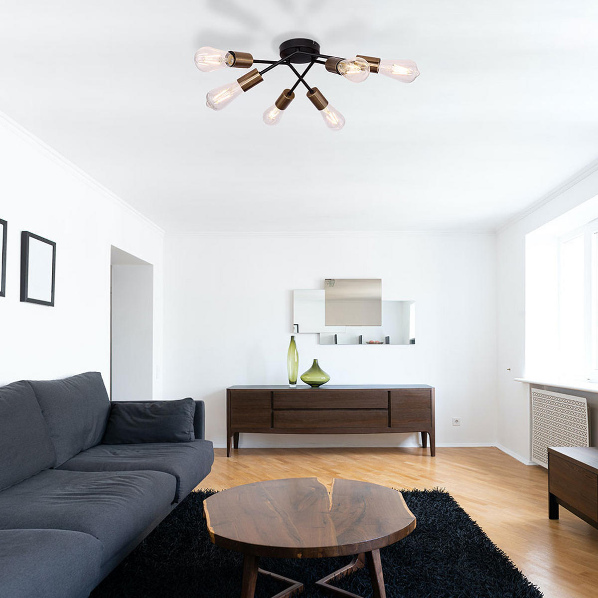 DECKENLEUCHTE Metall Messing Schwarz - Messingfarben, Metall (54.5/54.5/15cm)