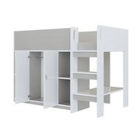HOCHBETT aus Holz 90x200 cm in Grau mit Leiter & Stauraum - Grau, Holz (90/200cm) - Modfu