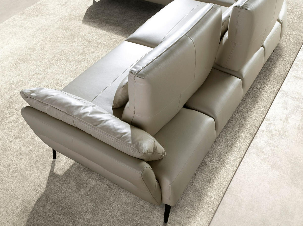 ECKSOFA Ecke Sand Schwarz 341/254/94 cm - Beige, Leder/Metall (341/254cm) - ANGEL CERDA