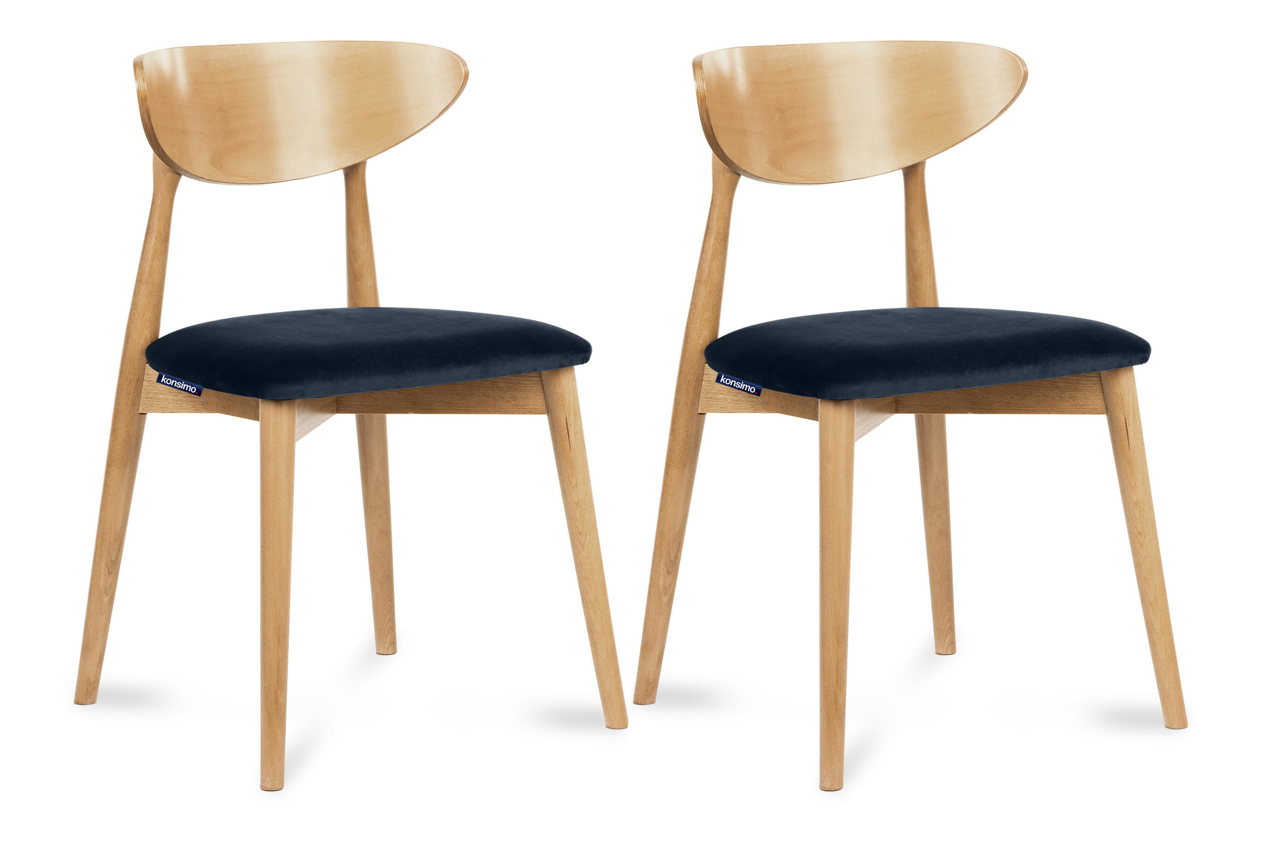ESSZIMMERSTÜHLE RABI (2er-Set), marineblau / Eiche hell - Blau/Eichefarben, Holz/Buchenholz (47/79/45cm) - KONSIMO®