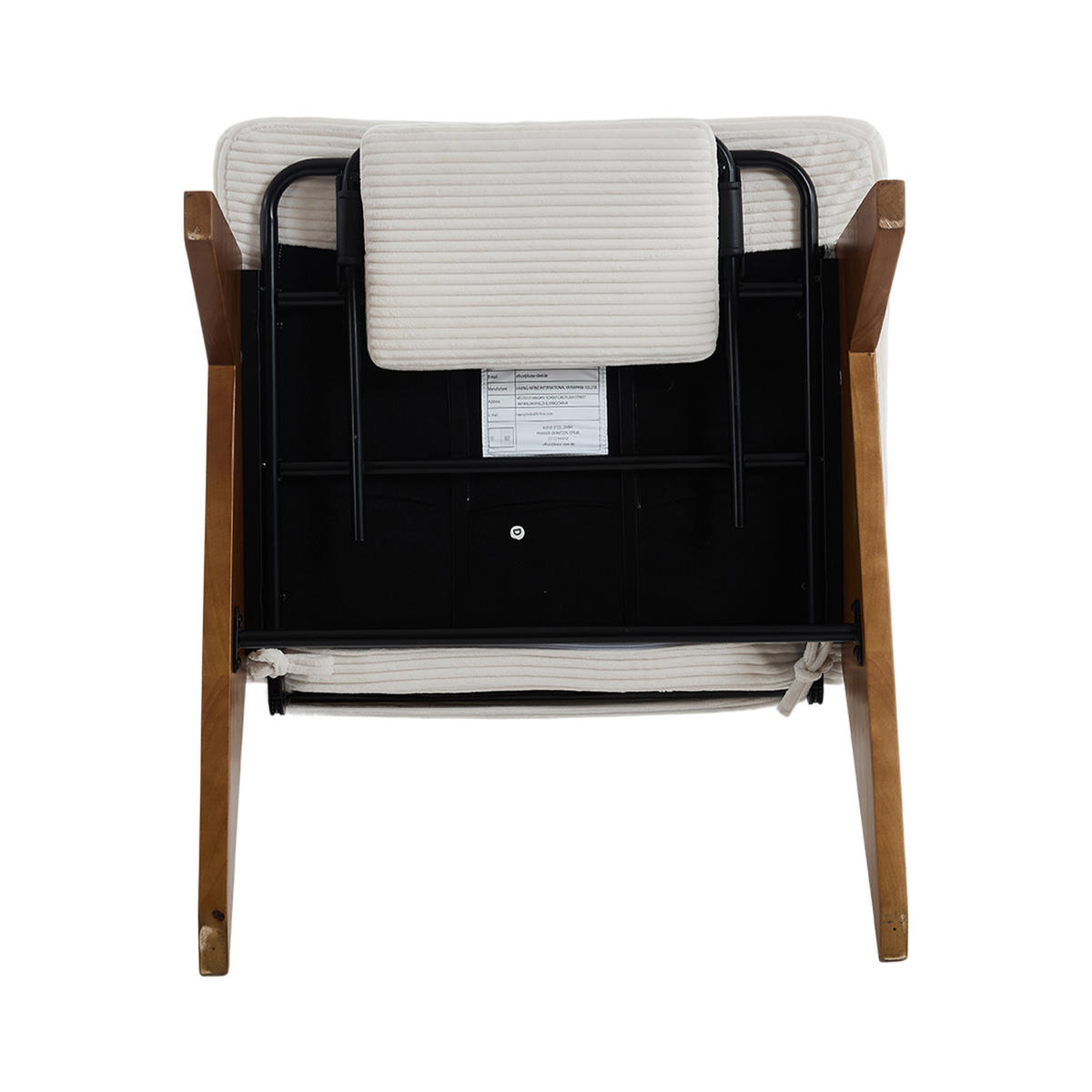 SESSEL Cord Beige mit verstellbarer Rückenlehne und Lendenkissen - Beige, Holzwerkstoff/Textil (73/90/127cm) - WISHDOR