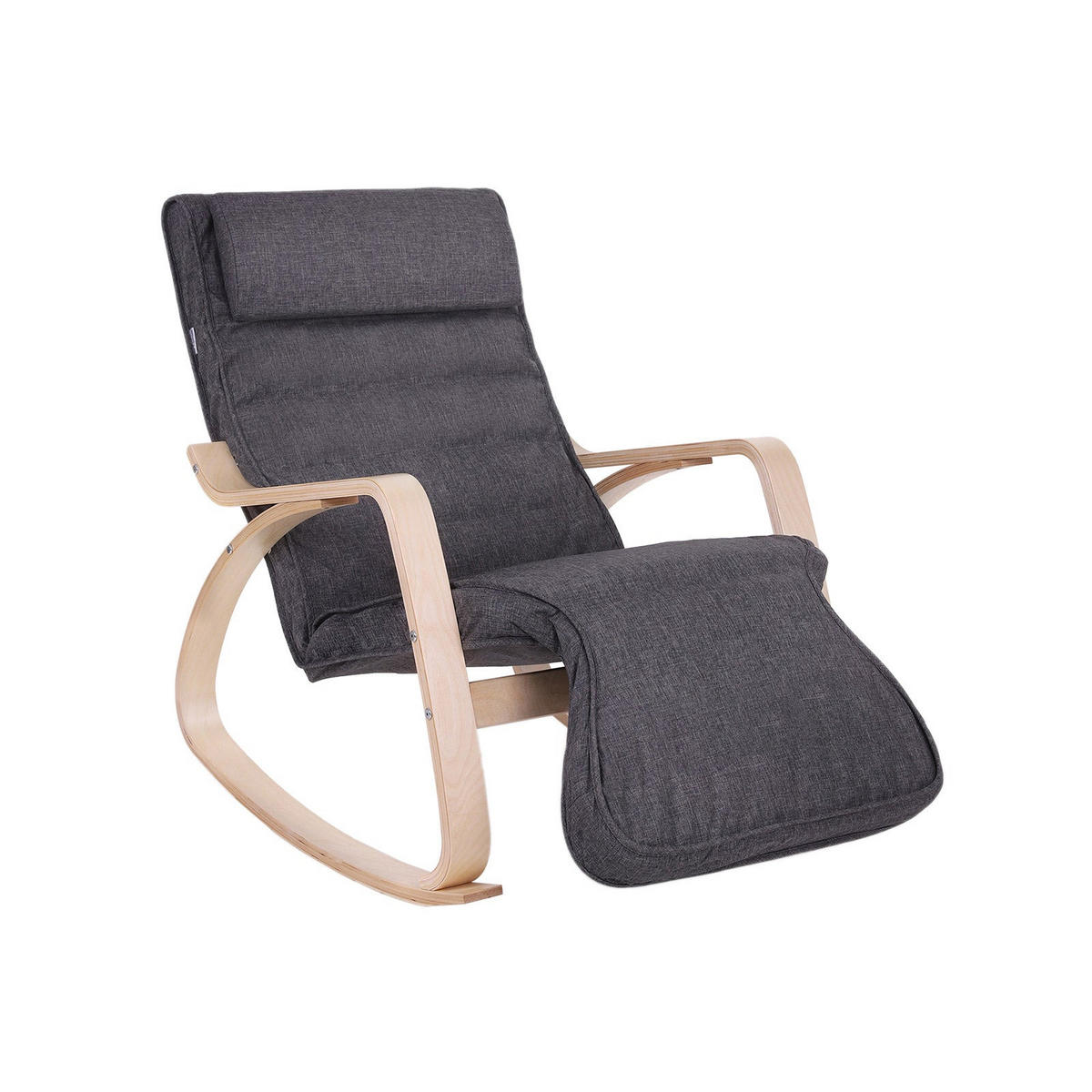 SCHAUKELSTUHL RELAXSTUHL MIT FUSSSTÜTZE - Grau, Holzwerkstoff (125/91/67cm) - Hansiro