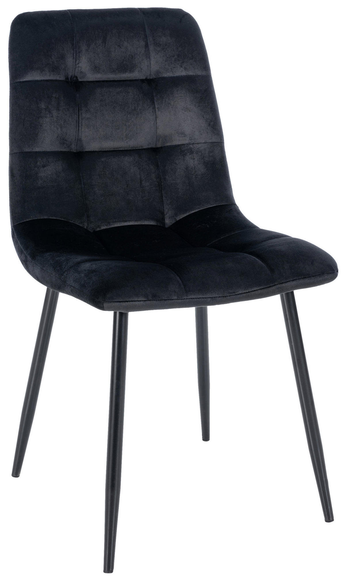ESSZIMMERSTUHL Atina Samt, Gestell Metall Schwarz Schwarz - Schwarz, Textil/Metall (45/84/55cm) - TPFLiving