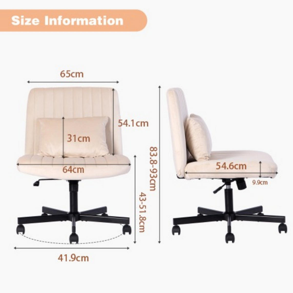 BÜROSTUHL höhenverstellbar Stoff Beige mit Rollen - Beige, Kunststoff (25.2/33/21.5cm) - Meubliv