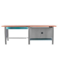 WERKBANK Buffalo Wood mit 1x Schublade und Schrank HxBxT 86,5 x 210 x 75 cm Traglast 1000 kg Grau - Grau, Metall (210/86.5/75cm) - PROREGAL