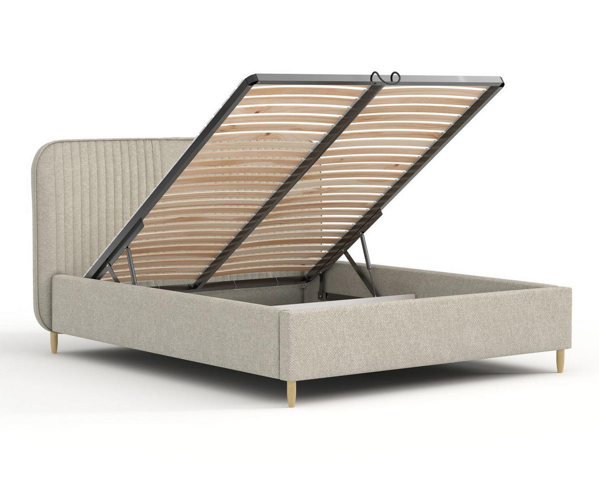 POLSTERBETT Livy Beige Grau 140/200 cm im Chenille-Stoff - Beige/Naturfarben, Holz/Holzwerkstoff (140/200cm) - Maison de Reve