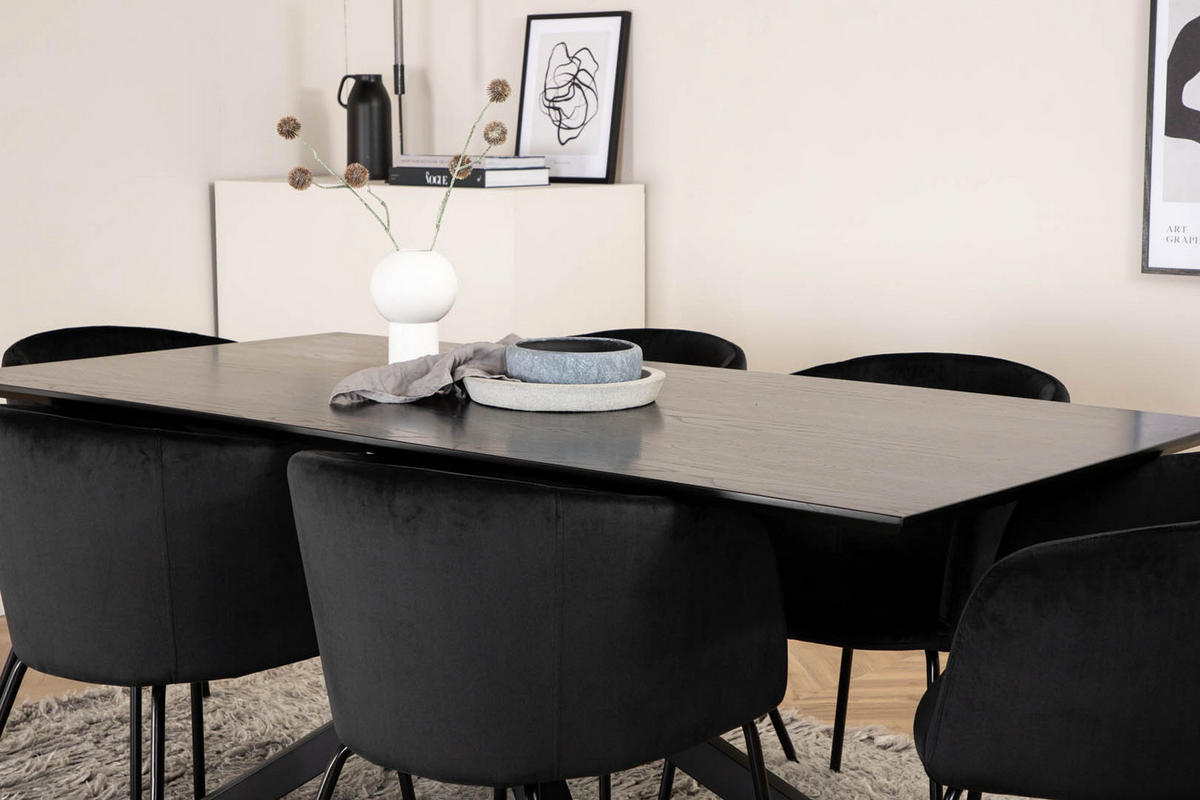 TISCHGRUPPE Schwarz - Schwarz, Holzwerkstoff (90/76/190cm) - ebuy24