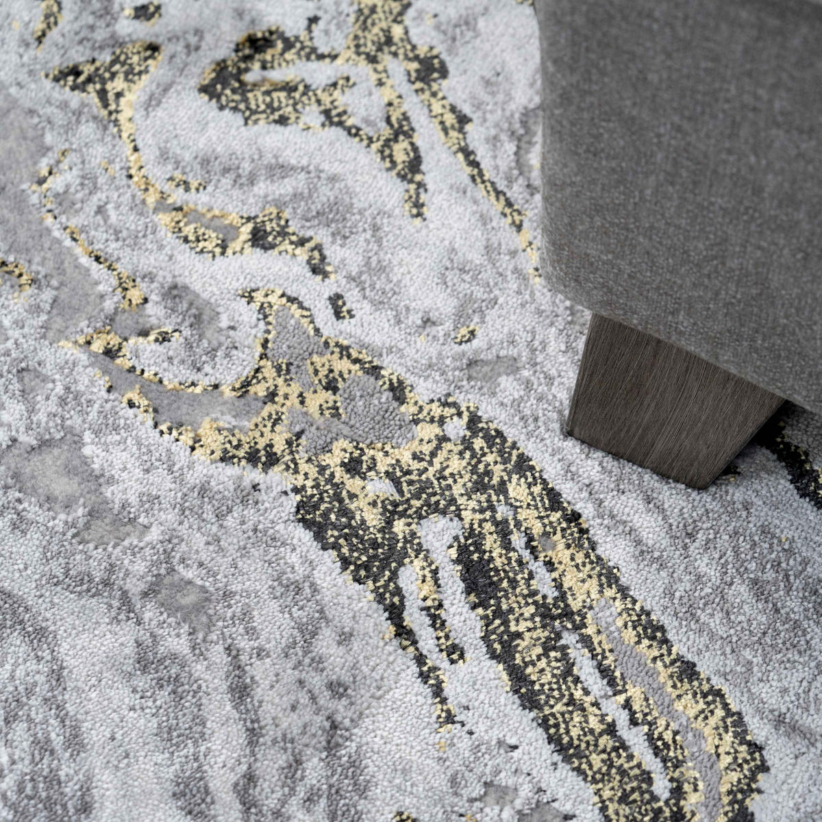 WEBTEPPICH Marmor Gold - Greige, Textil (190/280cm) - Kukoon Rugs