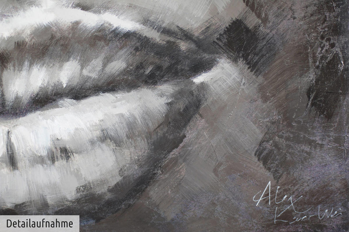 ACRYLBILD HANDGEMALT 80/80 cm - Grau, Holz/Textil (80/80cm) - KUNSTLOFT