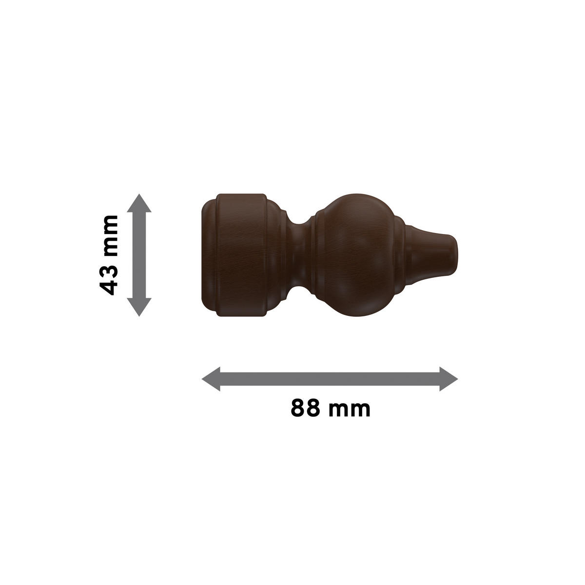 ENDSTÜCKE FÜR GARDINENSTANGEN 28 mm Ø, Rondo Nussbaum, Packung 2 Stück - Nussbaumfarben, Holz (8/4/4cm) - INTERDECO