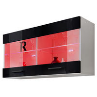 HÄNGEVITRINE SAVONA, Schwarz, LED Mehrfarbige - Schwarz/Weiß, Glas/Holzwerkstoff (100/50/27.2cm) - Komodee
