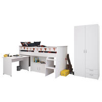 KINDERZIMMER weiß, Komplett-Set 2-teilig mit Stauraumbett, Kleiderschrank - Silberfarben/Weiß, Holzwerkstoff/Kunststoff (115/185/204cm) - Parisot Meuble