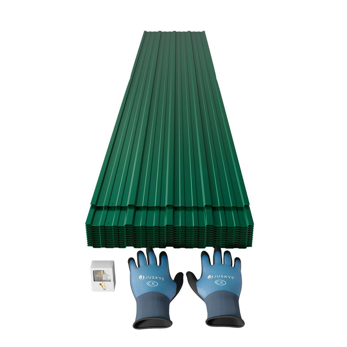 PROFILBLECH Grün 129x45 cm 12er-Set - Grün, Metall (45/129cm) - Juskys