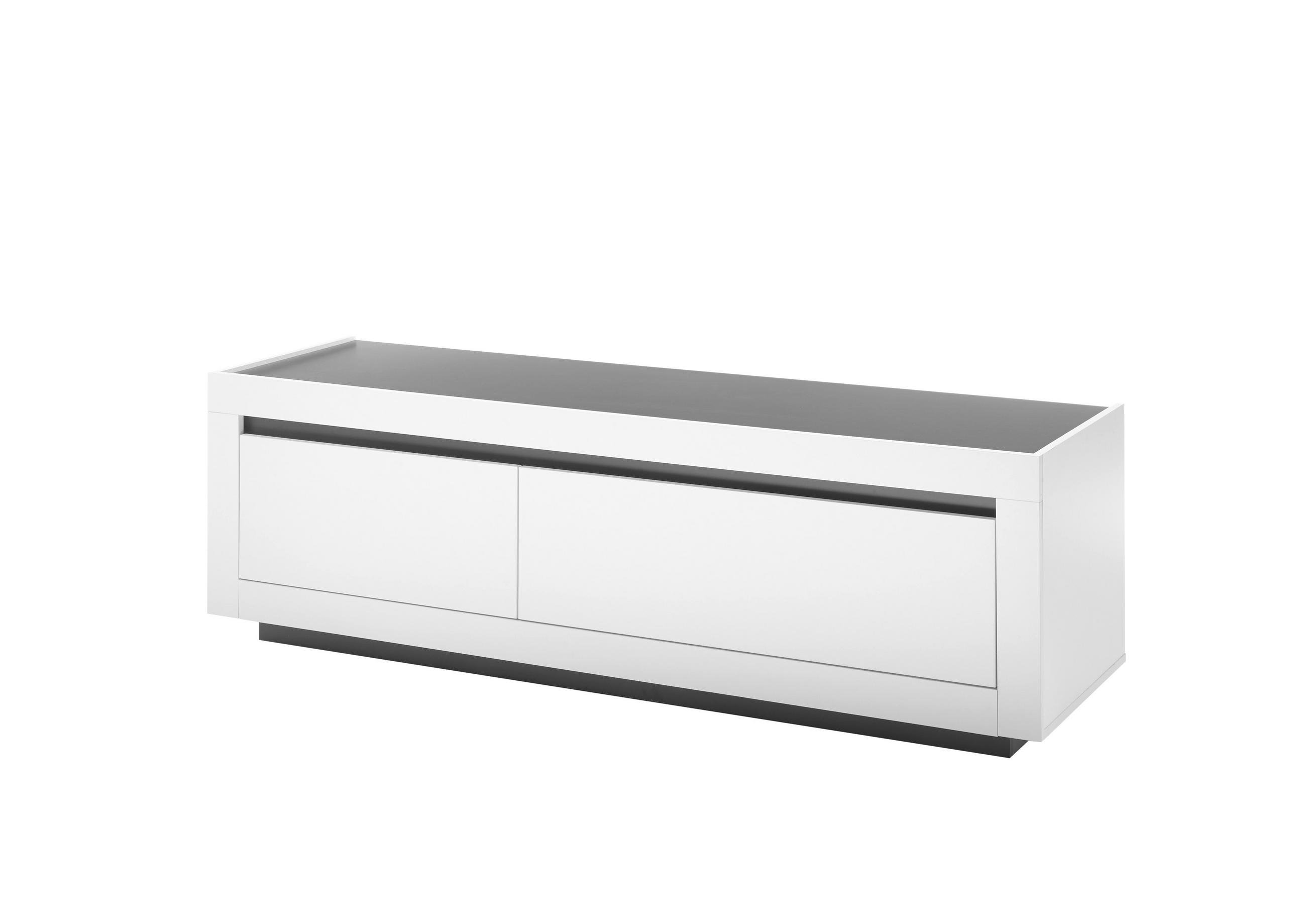 LOWBOARD M11 Weiß & Anthrazit 180/56/50 cm breit - Weiß, Holzwerkstoff (180/56/50cm) - Livojo
