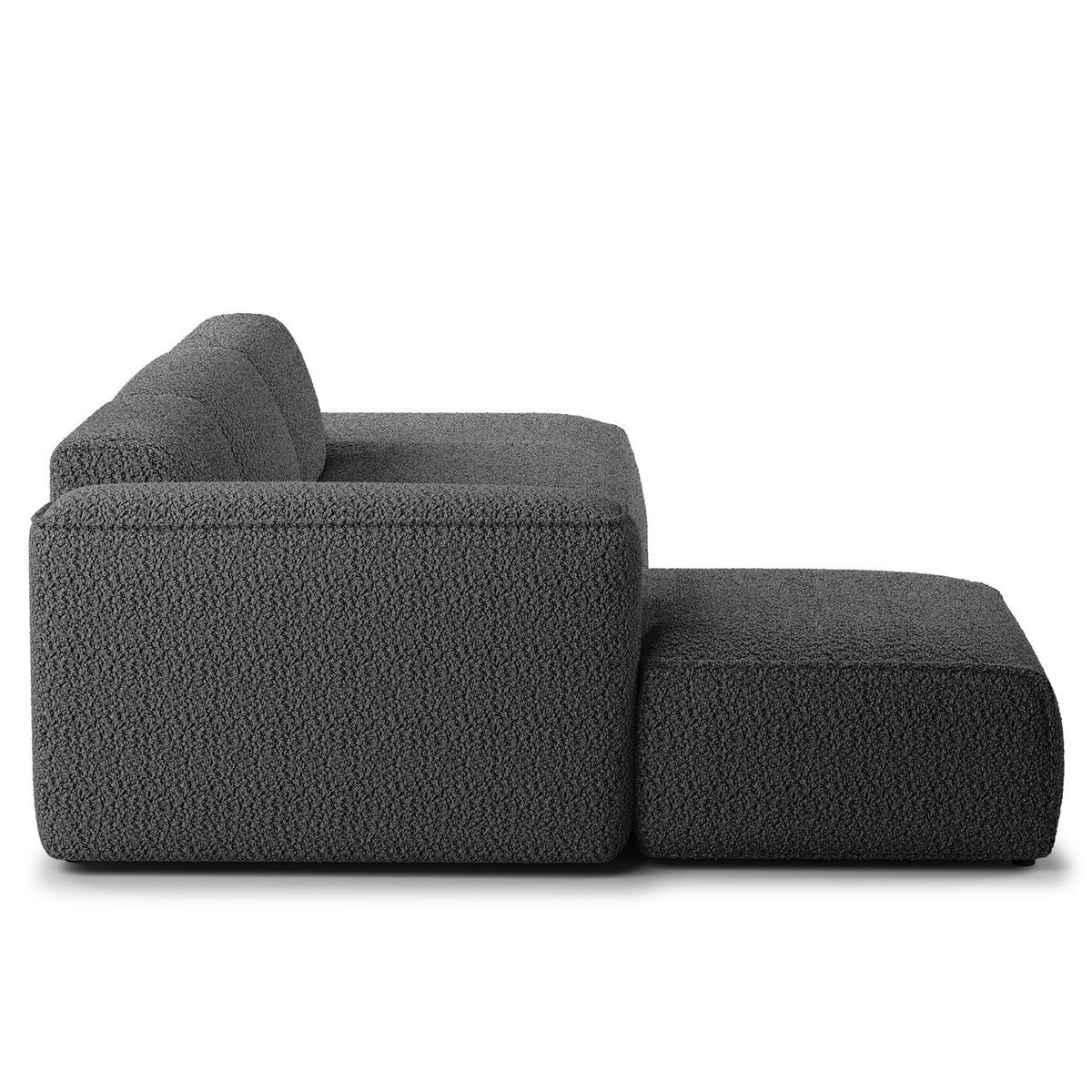 ECKSOFA mit Chaiselongue - Anthrazit/Schwarz, Kunststoff/Textil (290/173cm) - home24