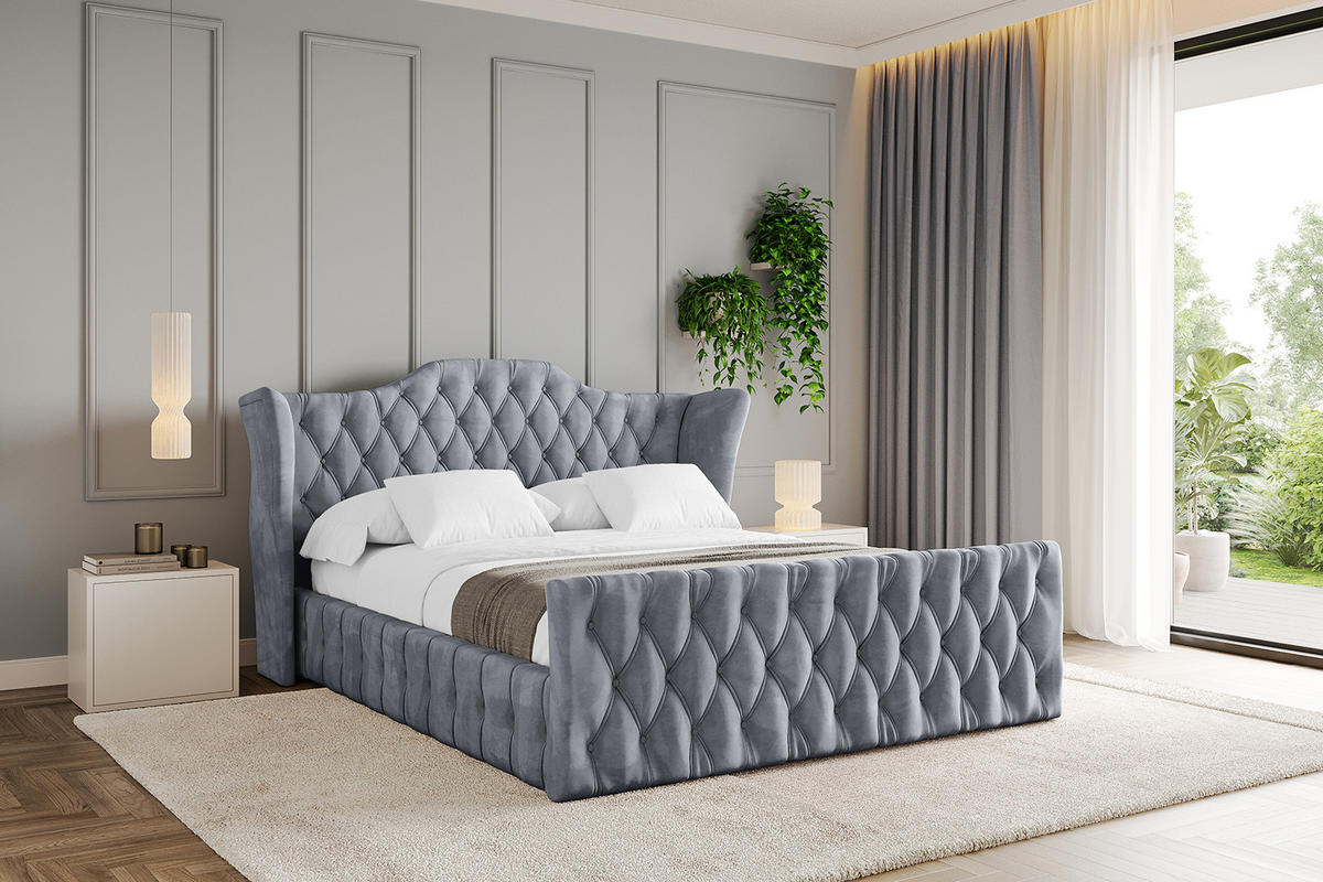 POLSTERBETT mit Bettkasten, Fußteil und Lattenrost, Boxbett ohne Matratze - MODY-Z 180x200 Grau - Grau, Holzwerkstoff/Textil (180/200cm) - ALTDECOR