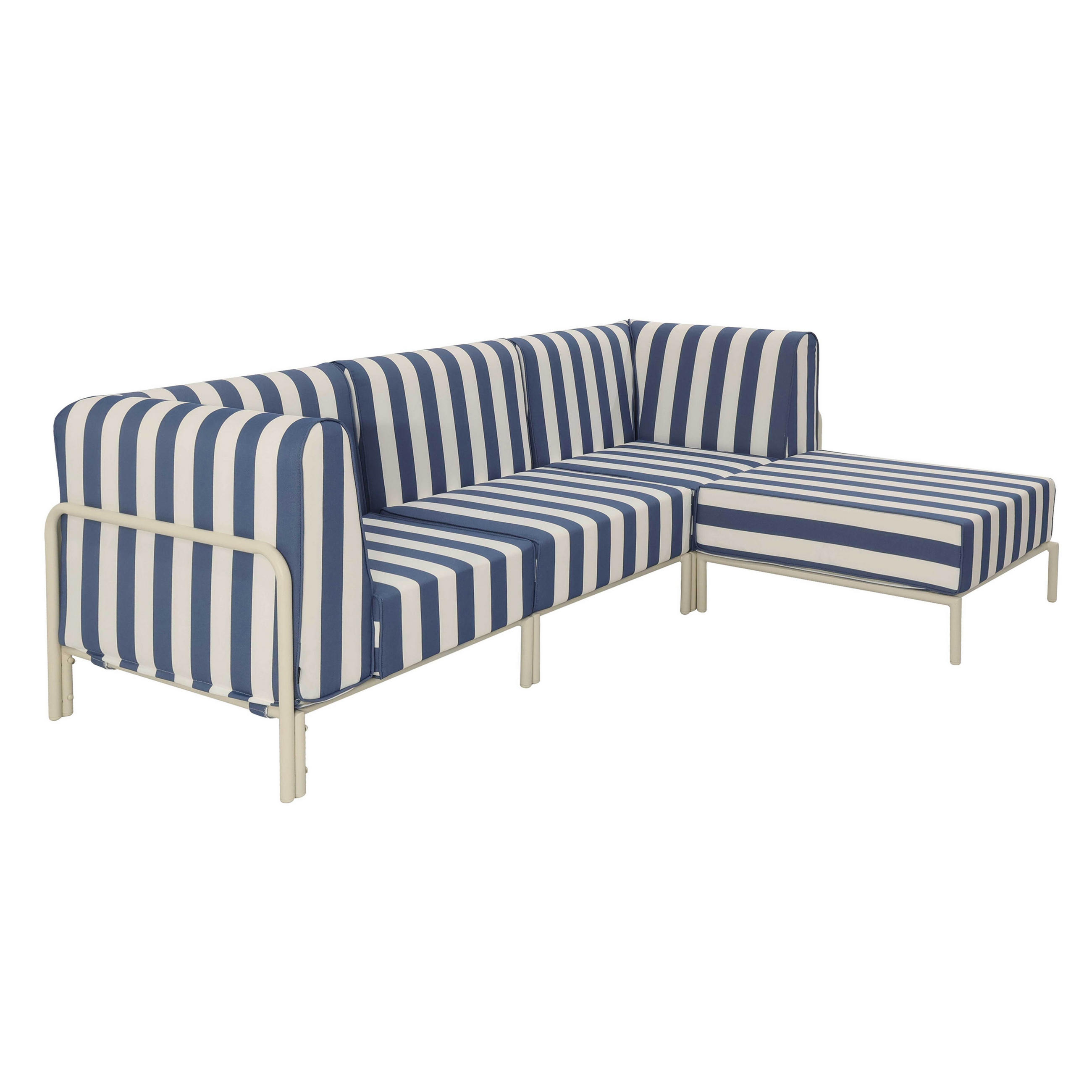 GARTENSOFA mit 4 Sitzplätzen, Blau - Blau, Textil - Oviala